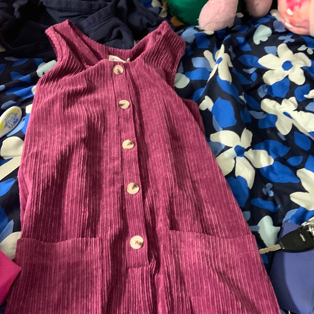 purple corduroy overalls
